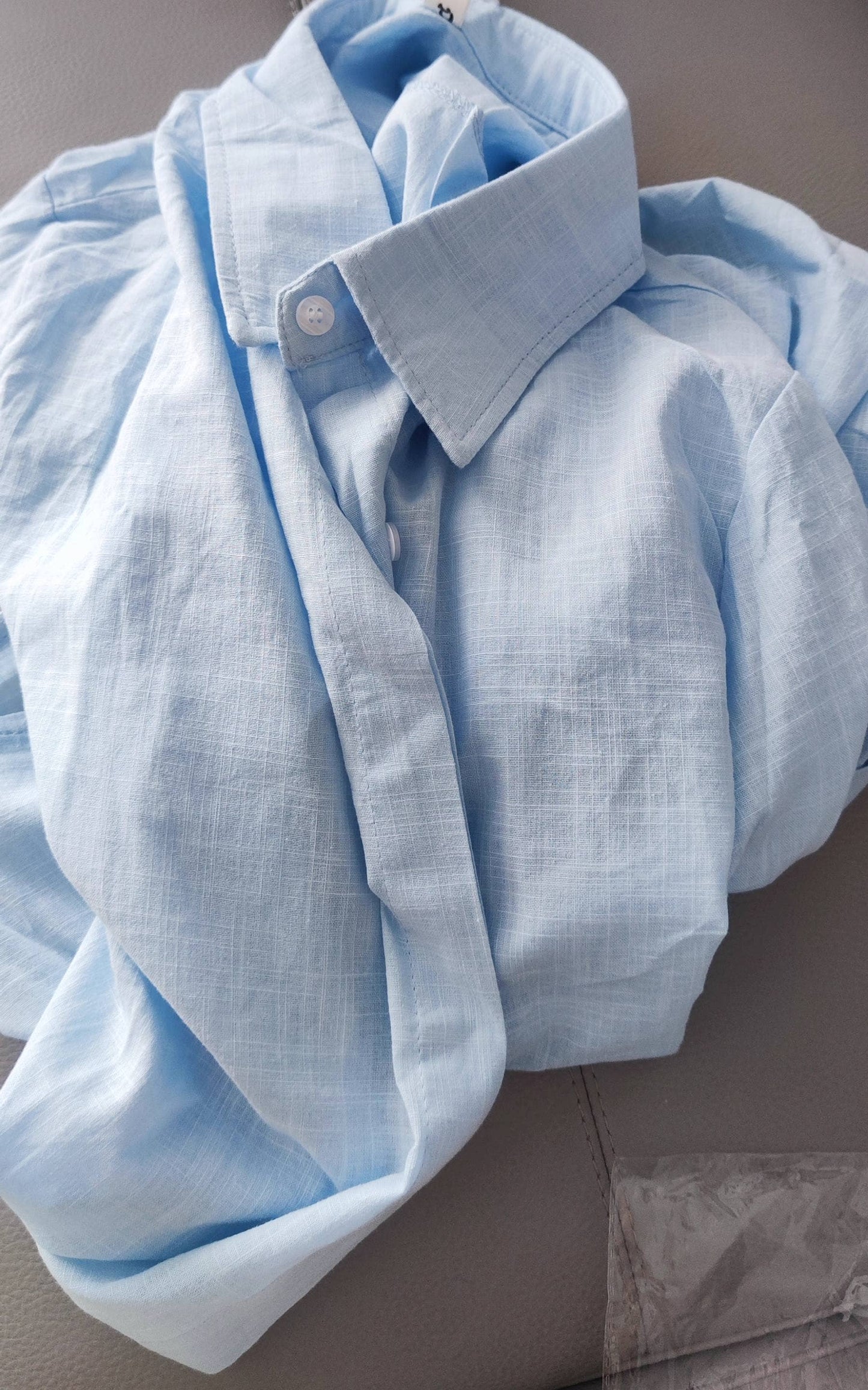 Cotton linen blend button down shirt