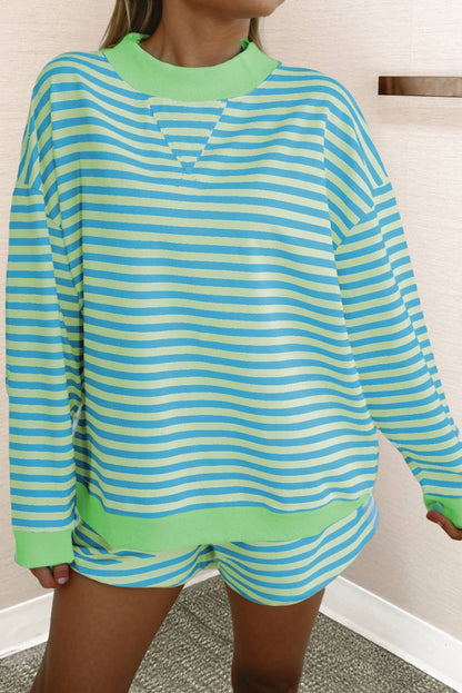 66 Stripe Pullover & Shorts 2pcs Set