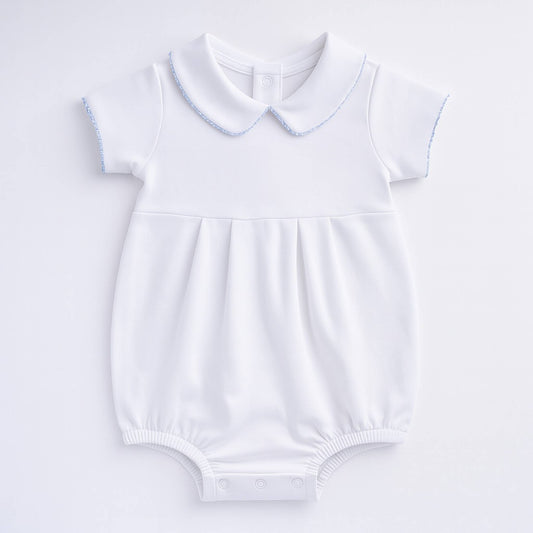 Essentials Solid Collared Bubble - White Blue