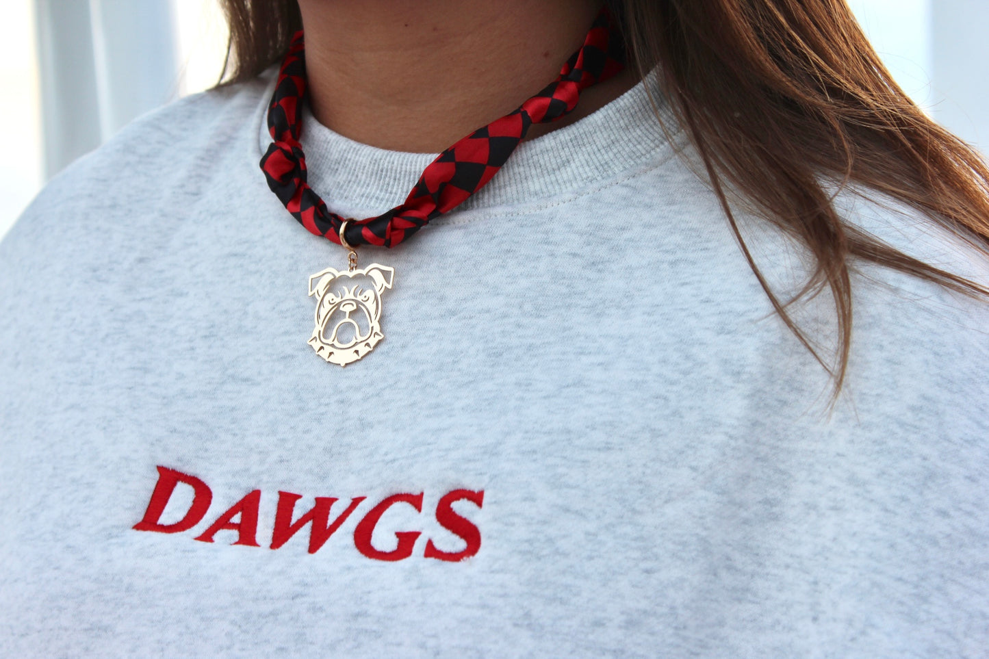 Bulldog Charm Scarf Necklace
