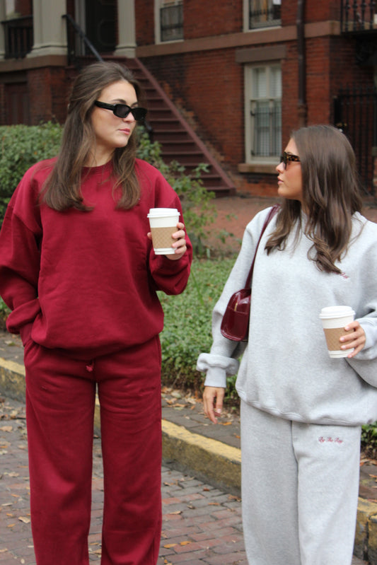 Moss Grey Fleece Wide Leg Pants