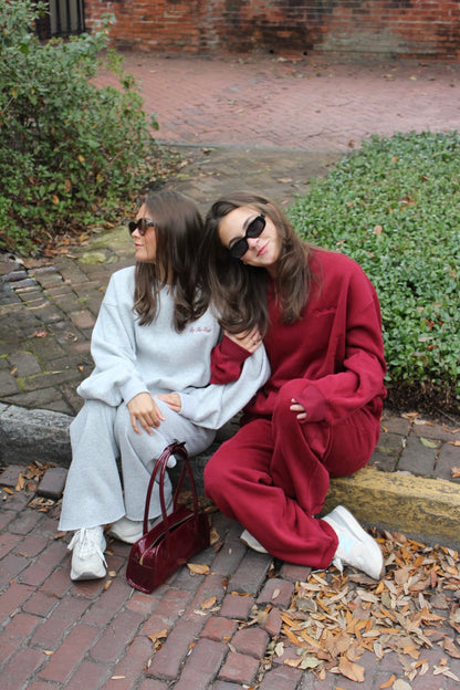 Merlot Fleece Wide Leg Pants