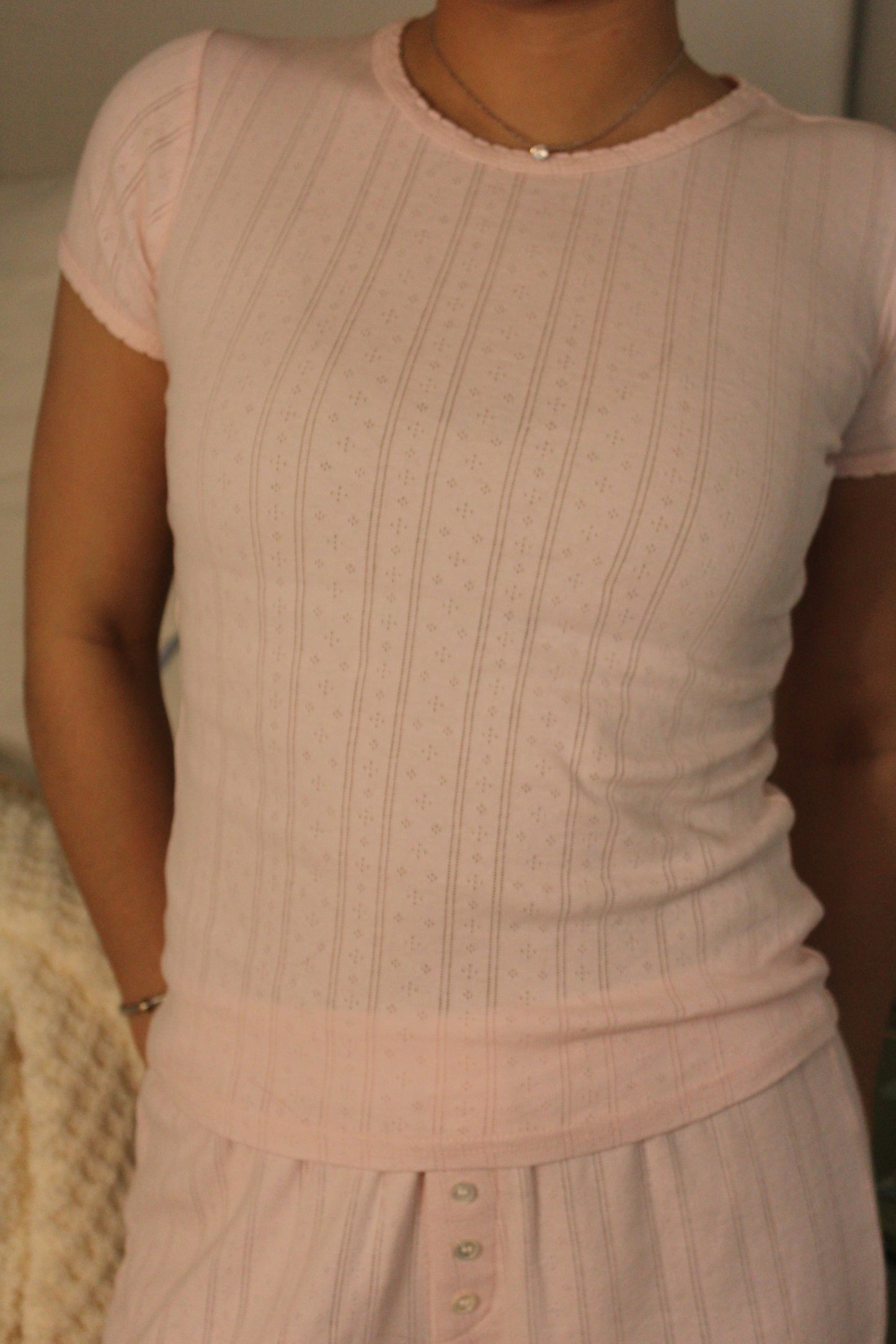 Roseate Spoonbill Pink Pointelle Set