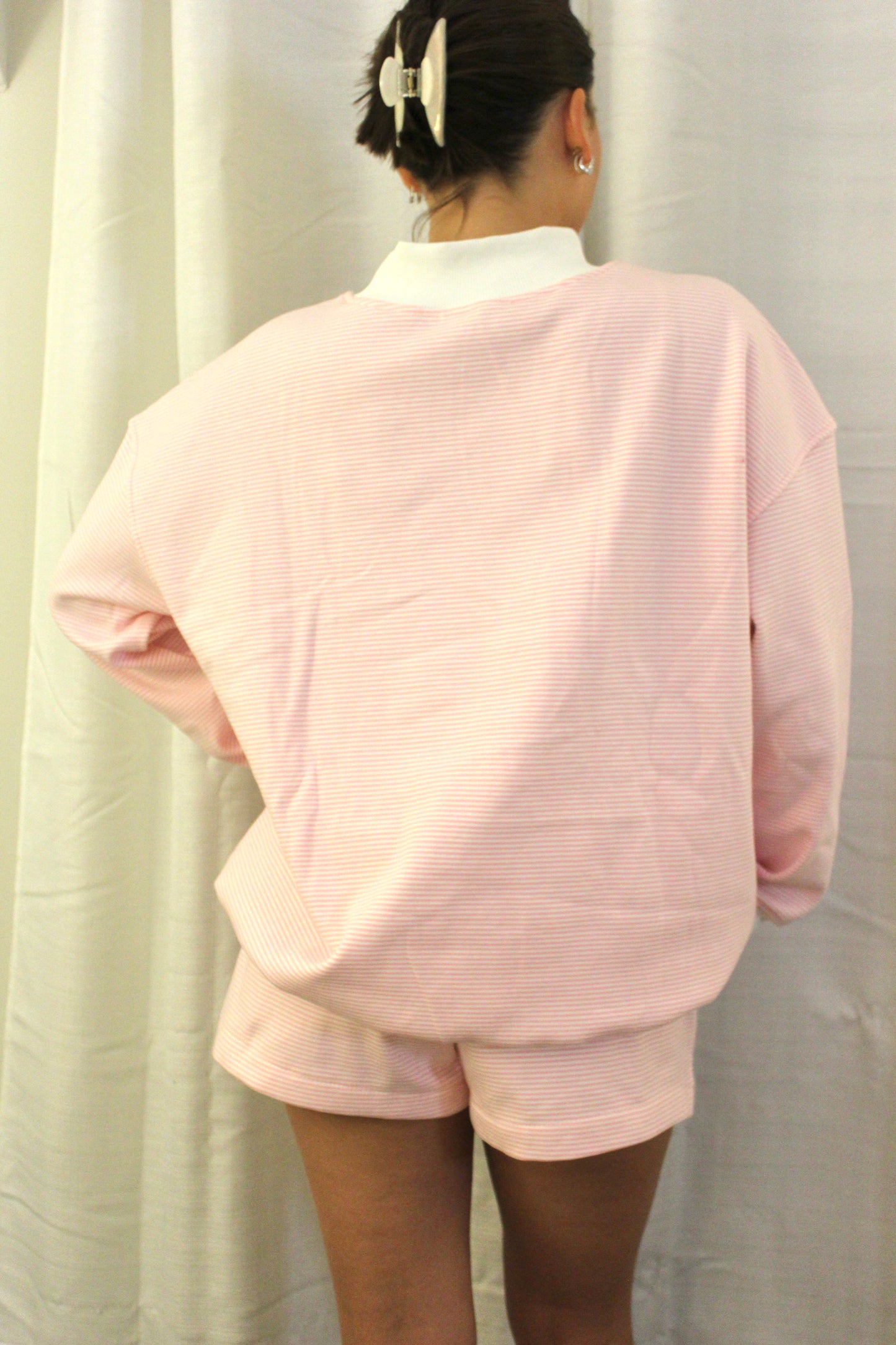 Pink + White Striped Shorts