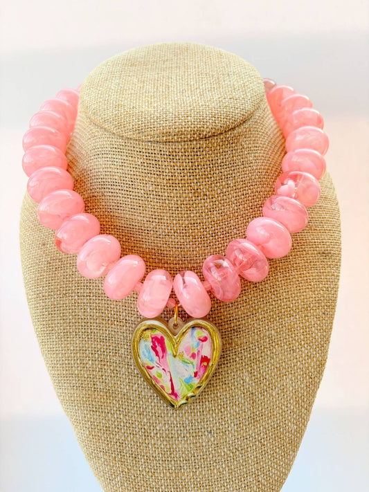 Rebecca x Kate Light Pink Heart Necklace