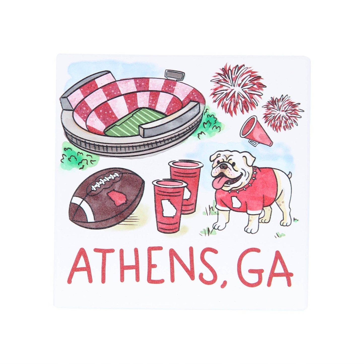 Athens GA Icons Ceramic Coaster