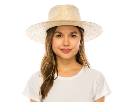 Mexican Palm Leaf Straw Rancher Hat - Flat Brim