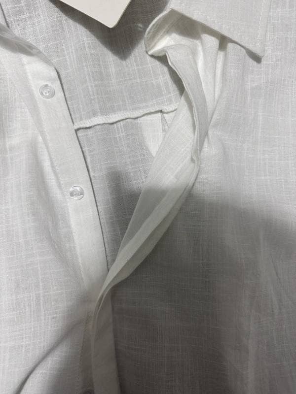 Cotton linen blend button down shirt