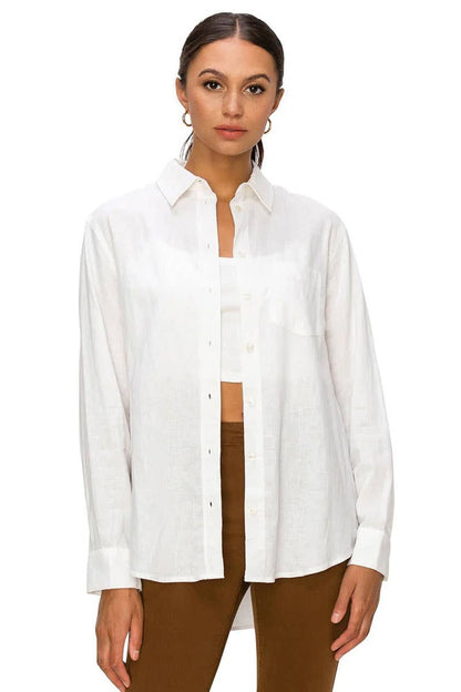 CALI1850 RELAXED FIT LINEN BUTTON DOWN SHIRTS / 20720JLN604