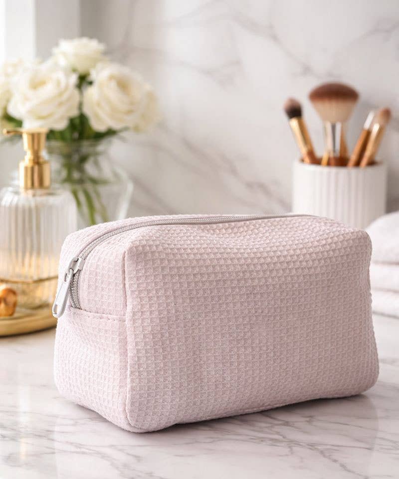 White Waffle Makeup Bag