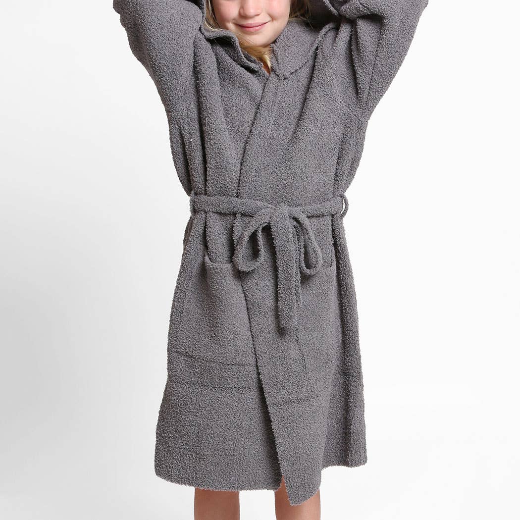 Children's Solid Luxury Soft Hooded Robe w Pocket