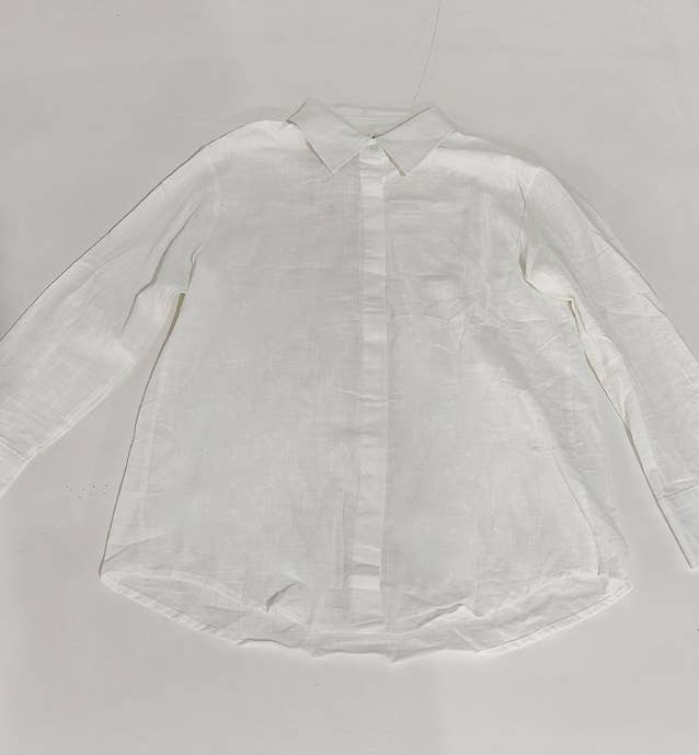 Cotton linen blend button down shirt