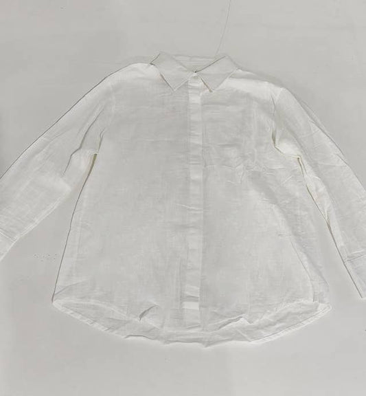 Cotton linen blend button down shirt