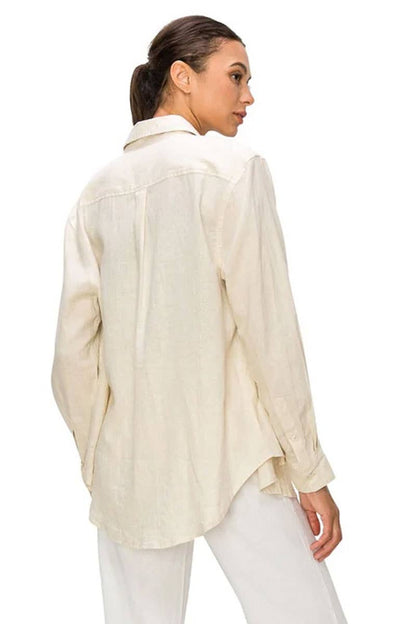 CALI1850 RELAXED FIT LINEN BUTTON DOWN SHIRTS / 20720JLN604