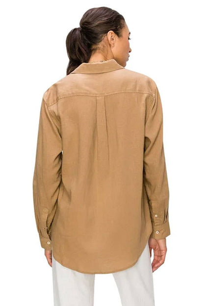 CALI1850 RELAXED FIT LINEN BUTTON DOWN SHIRTS / 20720JLN604