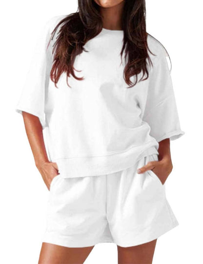 WHITE SHIRT & SHORT SET