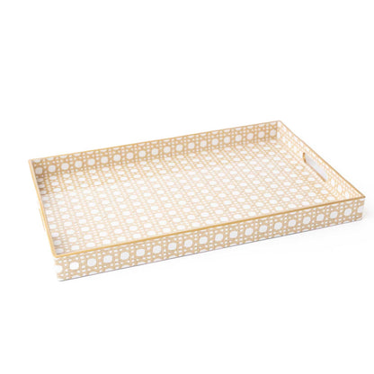 Rectangular Serving Tray, Tan Cane Print