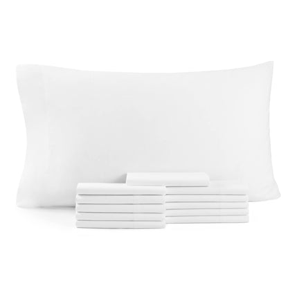 Sateen Cotton Pillowcases (12 Pack), White, 300 Thread Ct