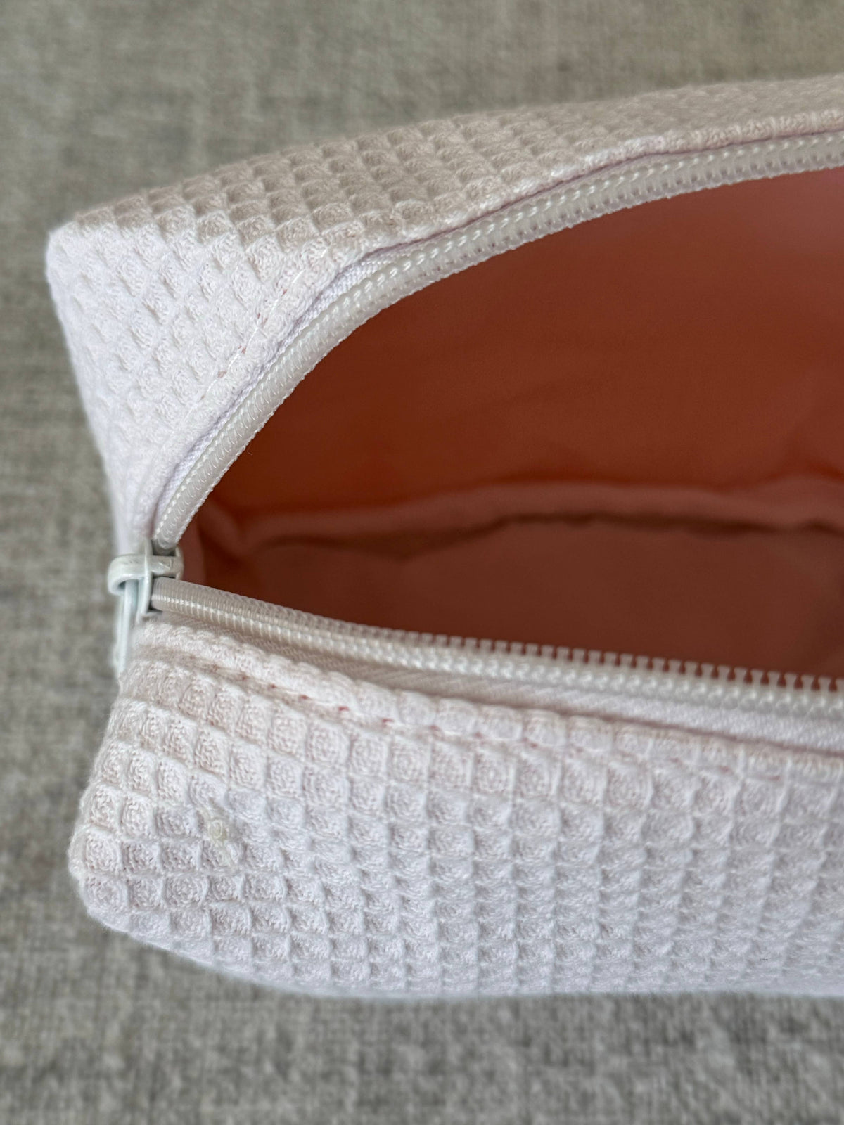 White Waffle Makeup Bag