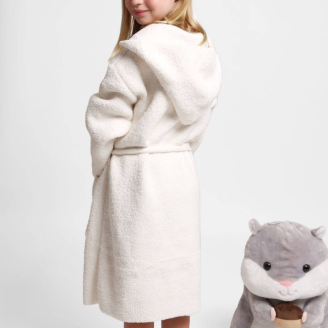 Children's Solid Luxury Soft Hooded Robe w Pocket