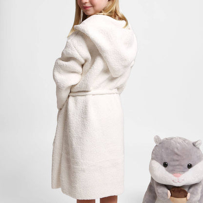 Children's Solid Luxury Soft Hooded Robe w Pocket