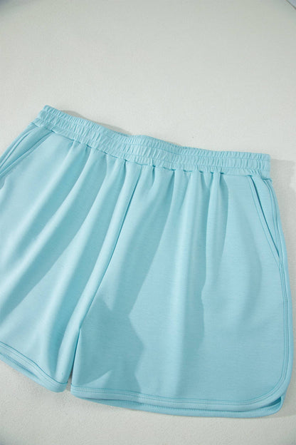Plus Mock Neck Oversize Tee Casual Shorts 2pcs Outfit (S-4X)