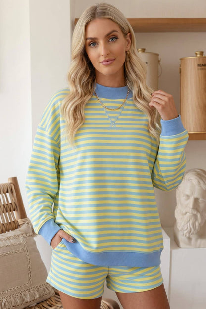 66 Stripe Pullover & Shorts 2pcs Set